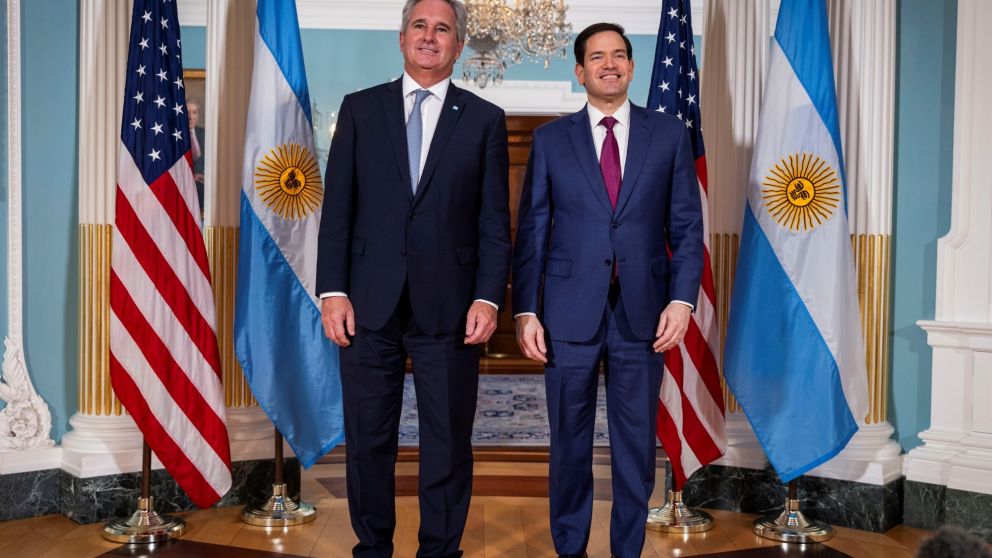 El canciller Pablo Quirno y el secrretario de Estado, Marco Rubio