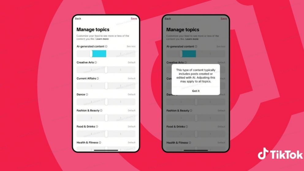 tiktok ajusta el contenido de IA en 'para ti' para mejorar la experiencia del usuario
