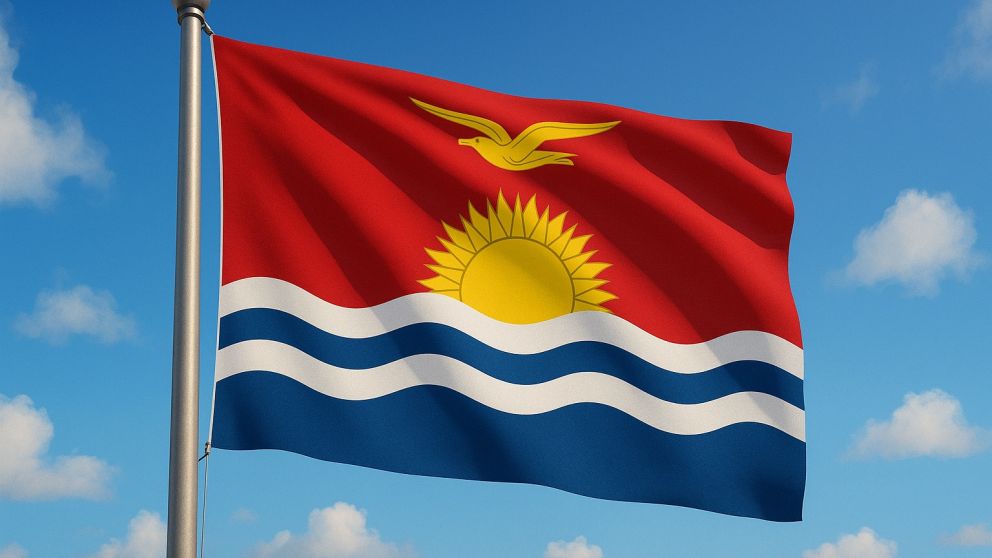 la bandera de kiribati: un sol naciente en el oc�ano pac�fico