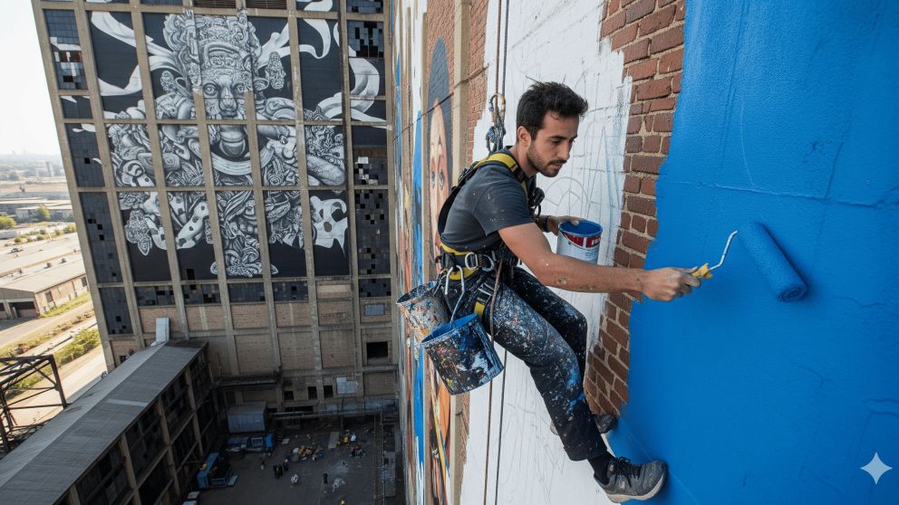 Creó el mural más grande del mundo él solo y entró en el Guinness: la historia del artista que está cambiando las ciudades con pintura