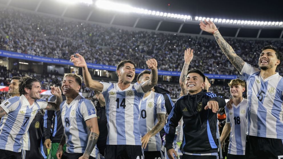 Festejo de Argentina. Argentina vs Brasil. Eliminatorias Copa del Mundo 2026. Fotobaires 25/3/2025
