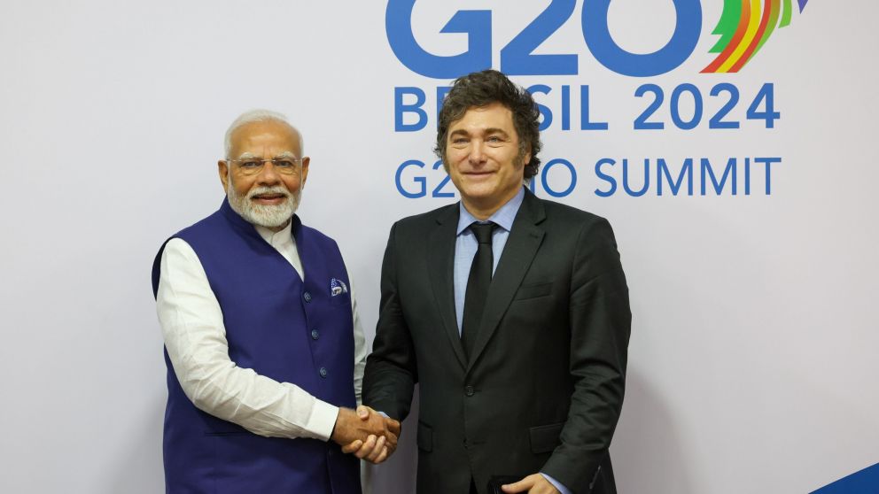 El primer encuentro de Narendra Modi con Javier Milei en noviembre del año pasado