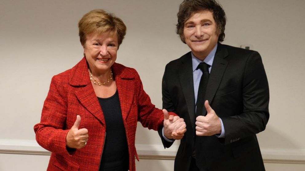 Javier Milei junto a Kristalina Georgieva en su última reunión en Washington.