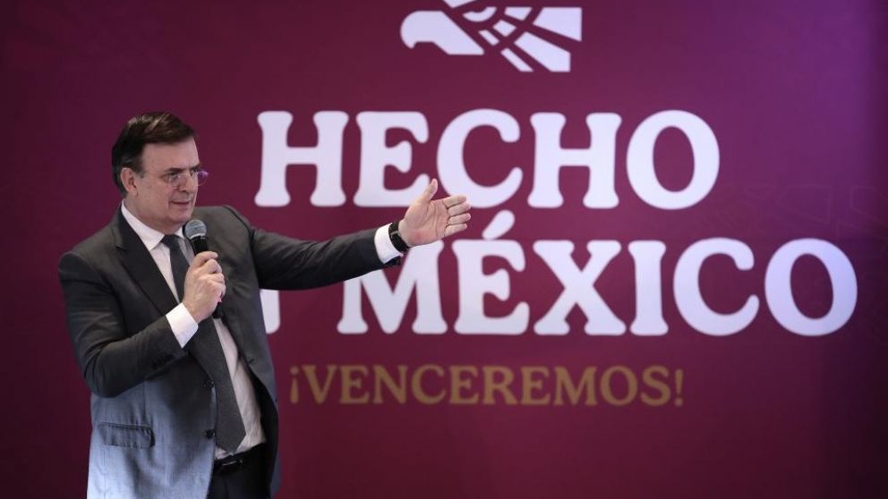 El secretario de Economía, Marcelo Ebrard, en la presentación de Hecho en México