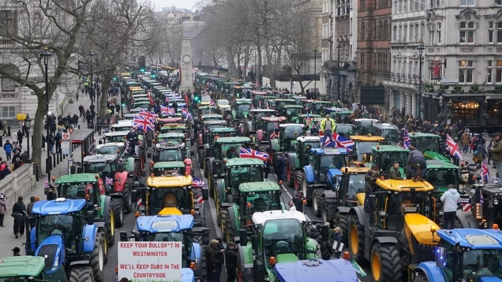 Los agricultores marcharon en distintas partes de Londres