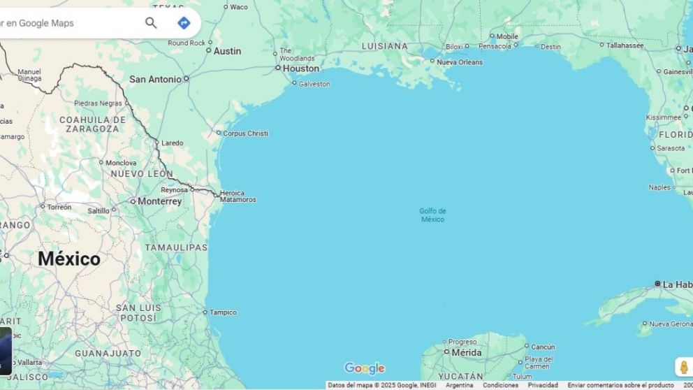 El nuevo nombre de Golfo de América aún no está visible en el servicio de mapas de Google