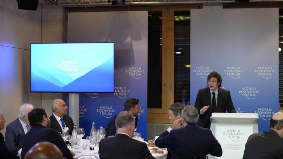 Javier Milei participó de un encuentro con empresarios en el marco del Foro Económico de Davos.