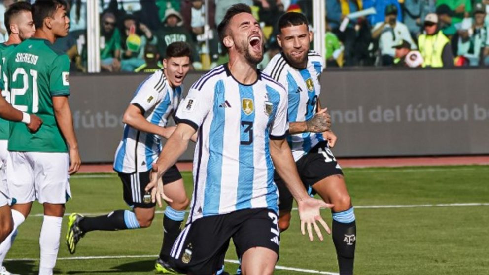 Nicolás Tagliafico fue autor de uno de los goles de Argentina ante Bolivia en el último enfrentamiento por Eliminatorias Sudamericanas.