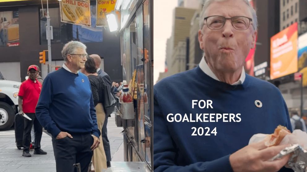 Bill Gates dio para hablar en redes comiéndose un hot dog en Nueva York