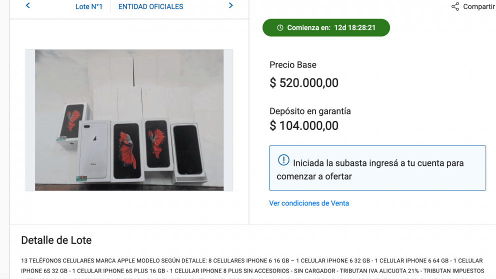 Nueva subasta de celulares de alta gama: marcas Apple y Samsung disponibles