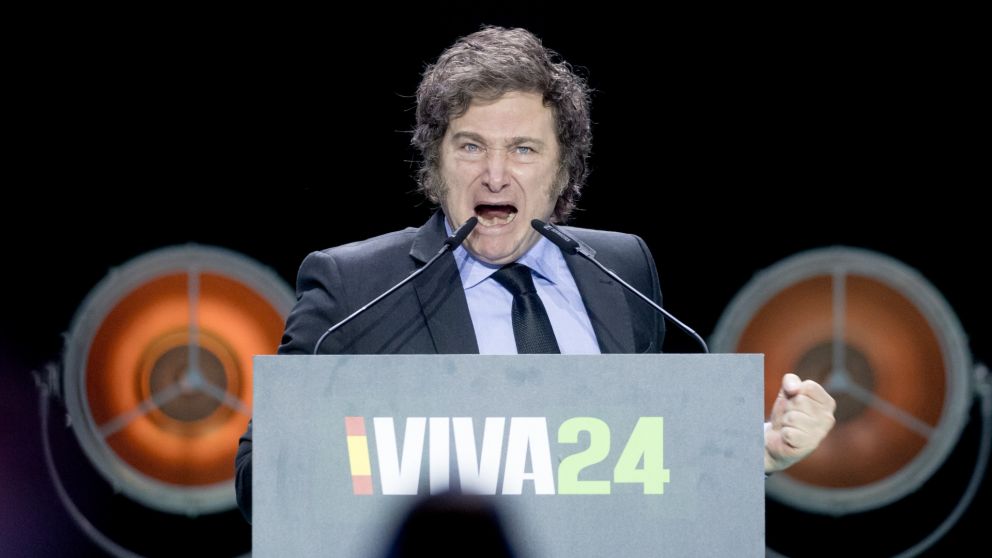 Javier Milei en el encuentro de la agrupación de ultraderecha Vox.