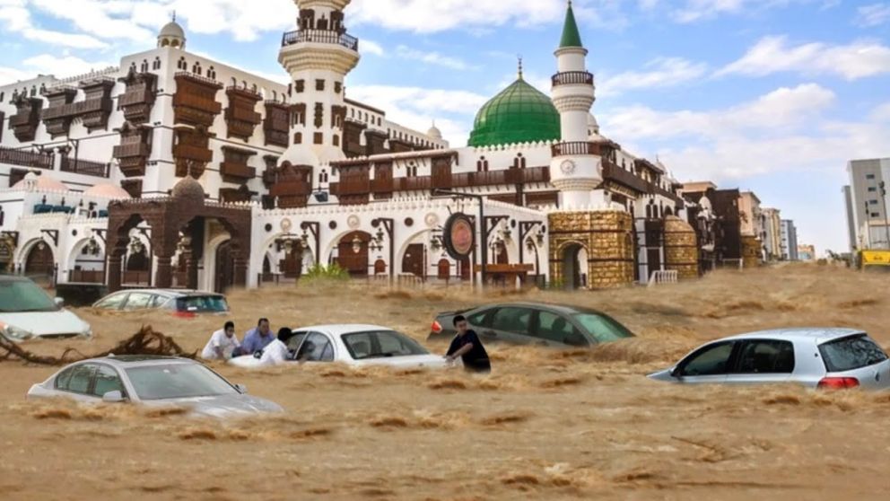 Arabia Saudita bajo el agua: cantidades nunca antes vistas de lluvia en las ciudades más famosas del Islam
