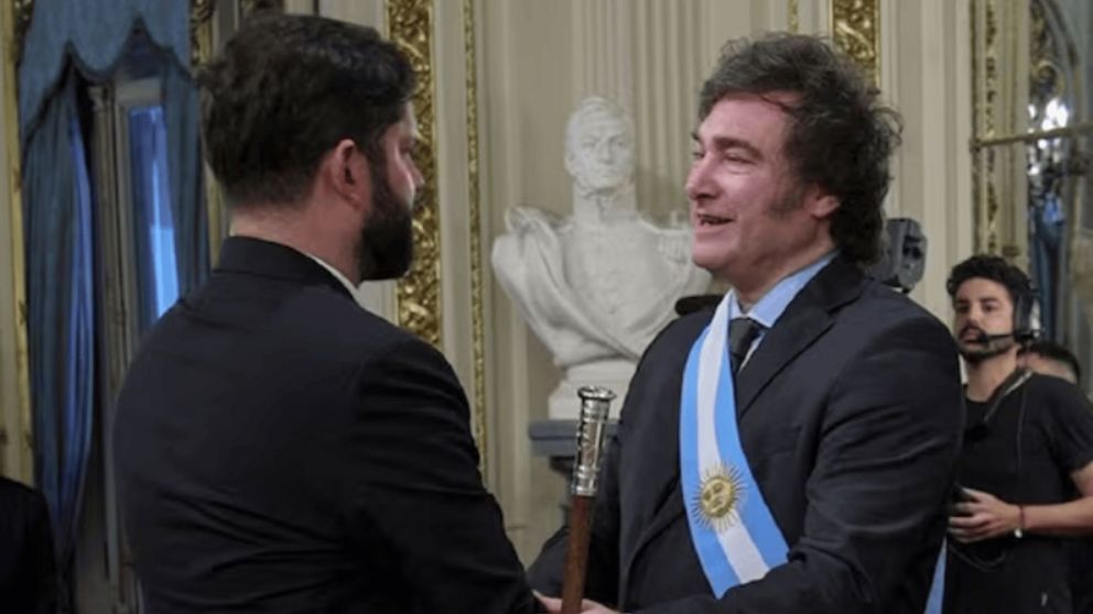 Javier Milei y Gabriel Boric en Casa Rosada
