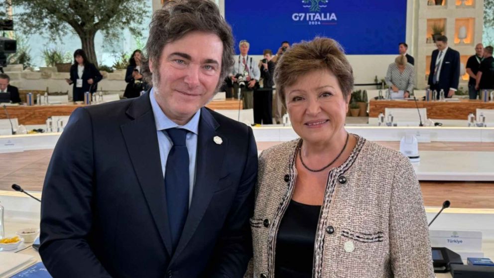 Milei junto con a la Directora del FMI, Kristalina Georgieva