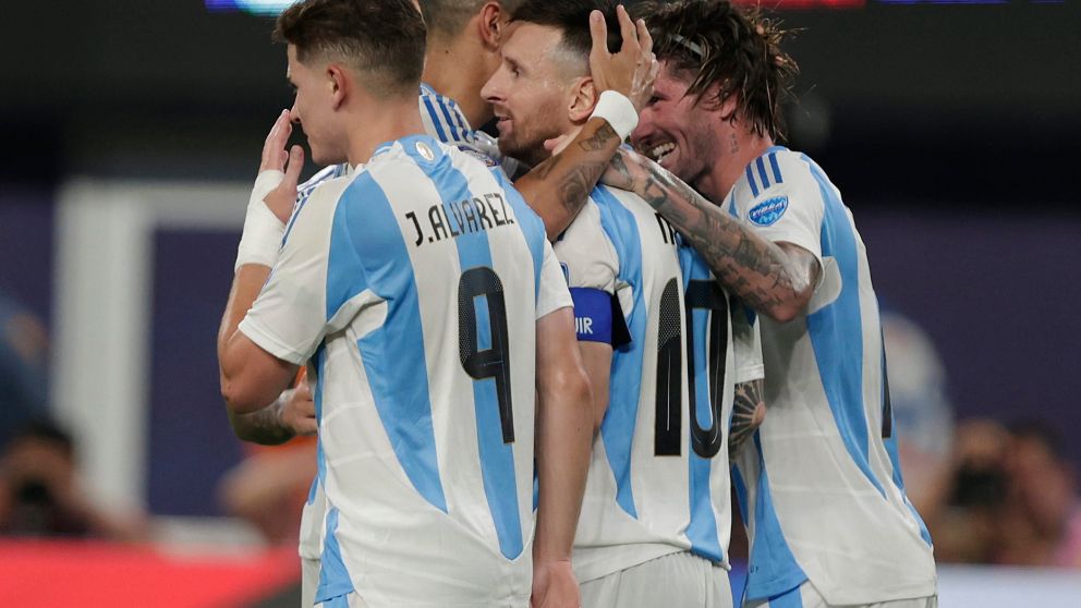 El festejo del �ltimo gol de Lionel Messi en la semifinal de la Copa Am�rica Estados Unidos 2024
