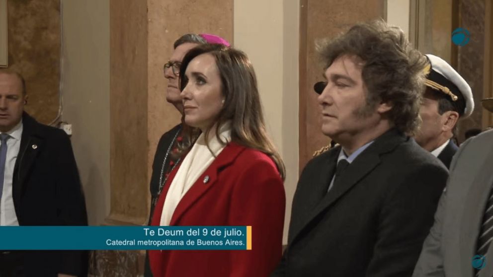 Javier Milei junto a Victoria Villarruel en el Tedeum