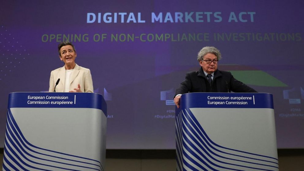 La UE investigará a gigantes tecnológicos por violar la nueva Ley de Mercados Digitales