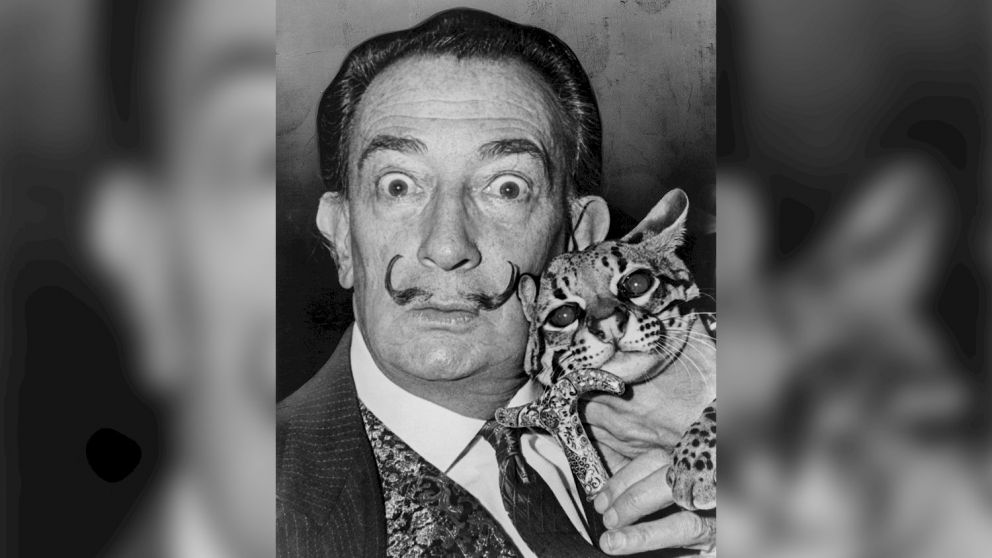 Dalí y su gato ocelote Badou