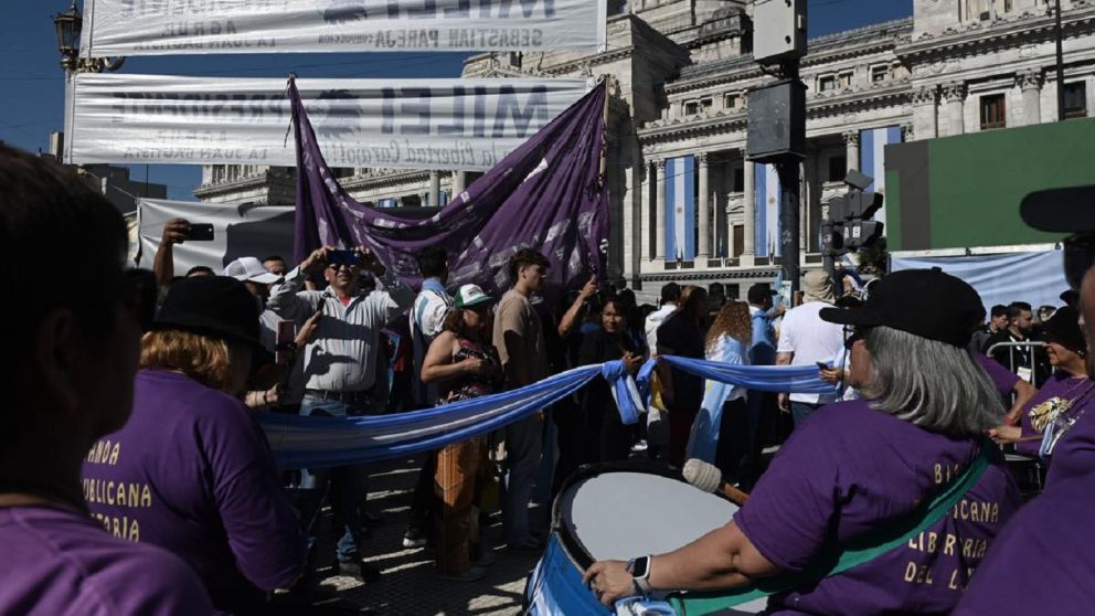 Los simpatizantes de Milei le ponen color festivo a la asunción