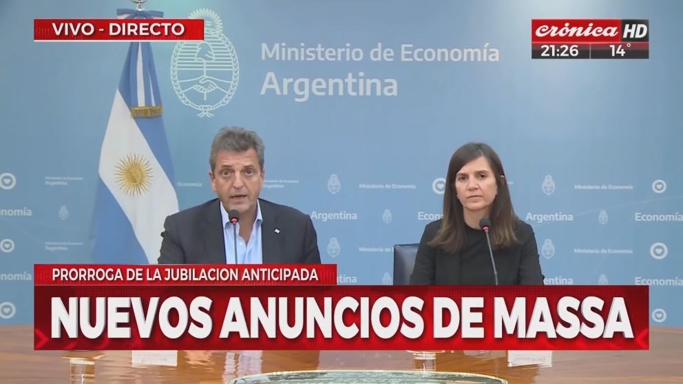 Sergio Massa y Fernanda Raverta anunciaron la prórroga de la Jubilación Anticipada.
