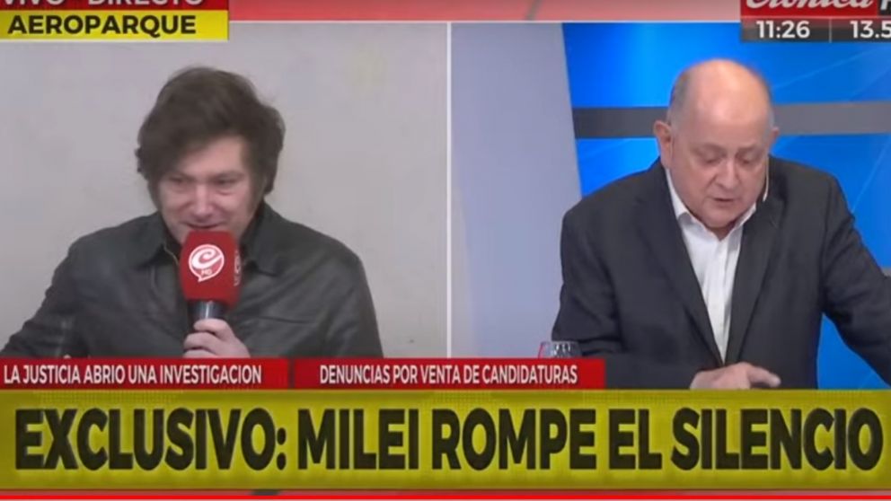 Javier Milei , en diálogo con Chiche Gelblung en la pantalla de Crónica HD.