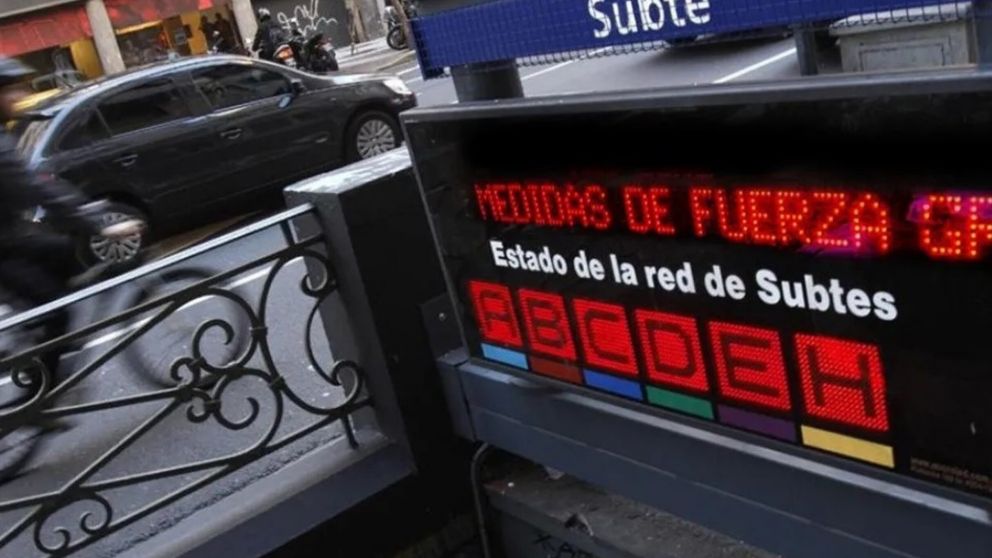 Paro escalonado de subte durante todo el jueves