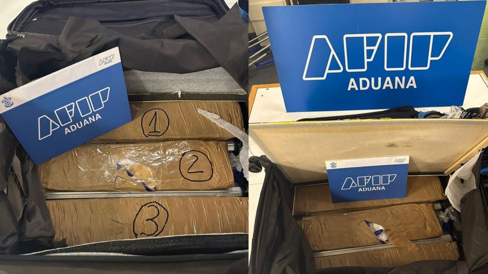 La Aduana detectó casi 8 kilos de droga en Ezeiza: mirá el video