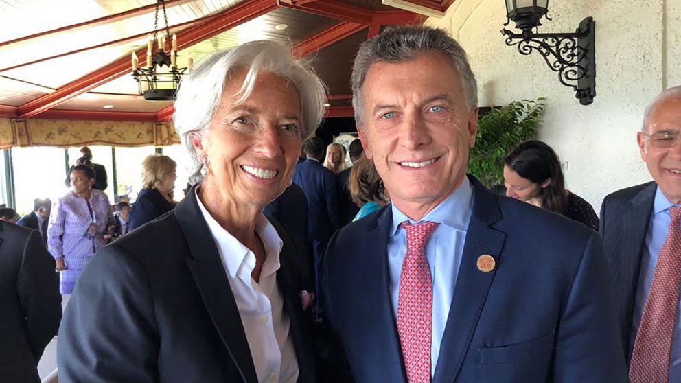 Christine Lagarde, la entonces titular del FMI, junto a Mauricio Macri