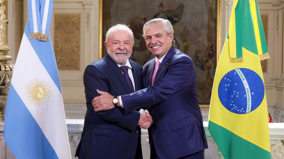 Alberto Fernández y Lula da Silva durante la visita oficial en Casa Rosada.