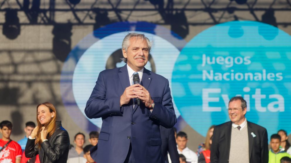Alberto Fernández en la inauguración de los Juegos Nacionales Evita 2022.