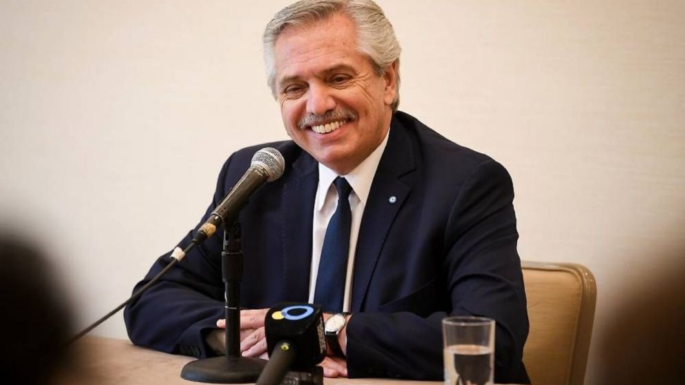 Alberto Fernández en la conferencia de prensa en Estados Unidos.