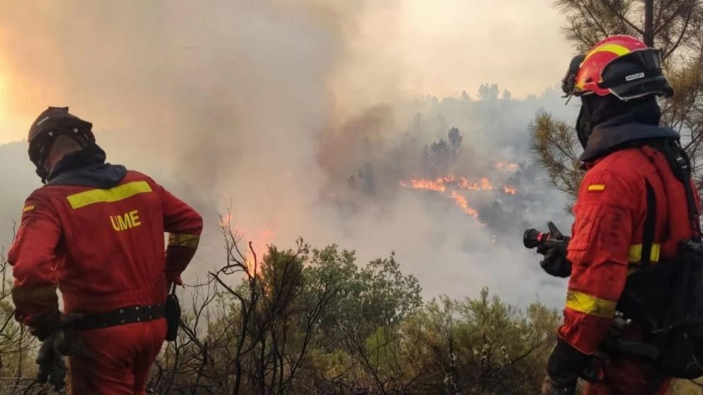 Los bomberos combaten los incendios forestales en diversas zonas de España