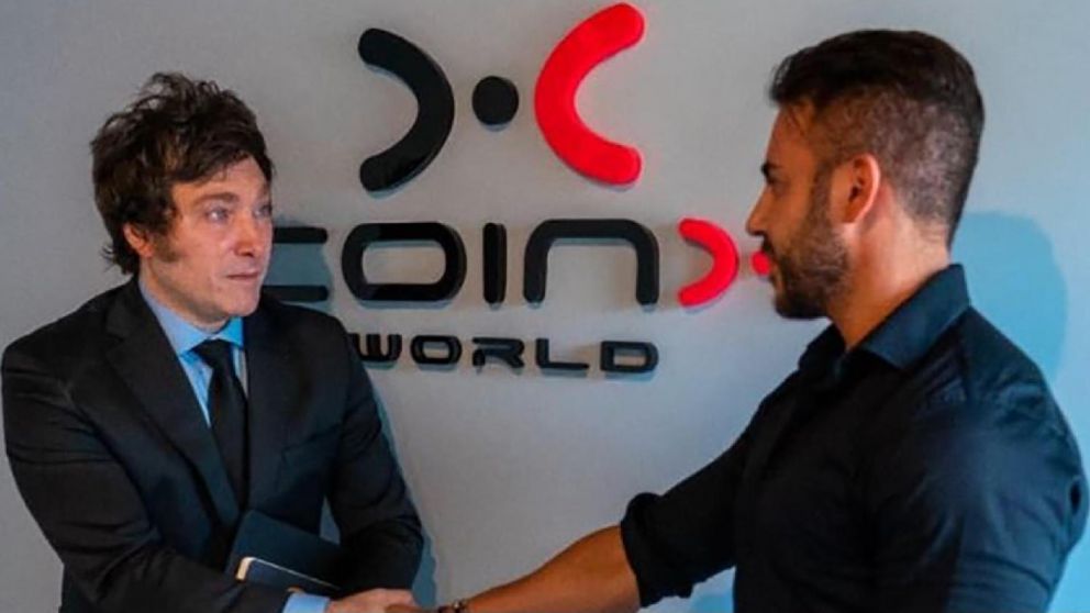 Javer Milei, en su visita a Coinx