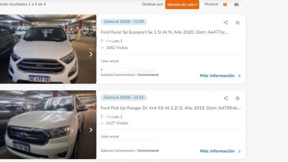 Ford ofrece sus autos a través del sitio de remates Narvaezbid