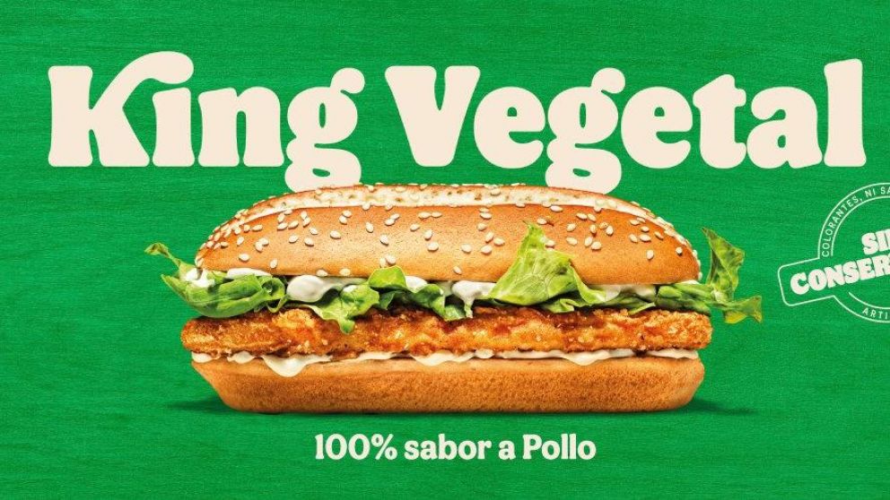 El nuevo King, compuesto por un medallón a base de vegetales que emula el sabor del pollo