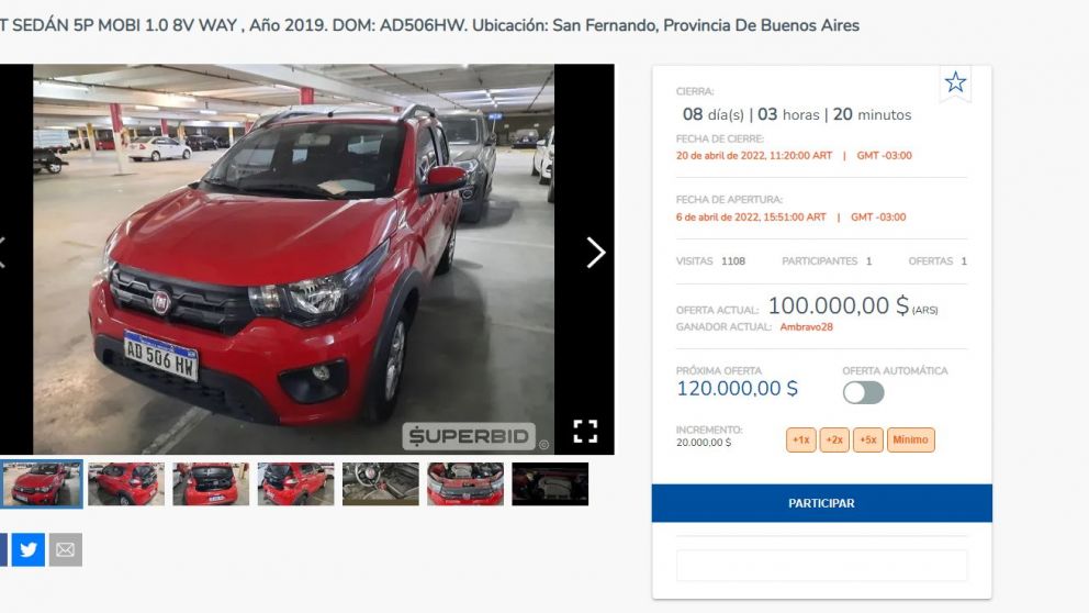 Los vehículos subastados se pueden visualizar en el sitio NarvaezBid.com.ar