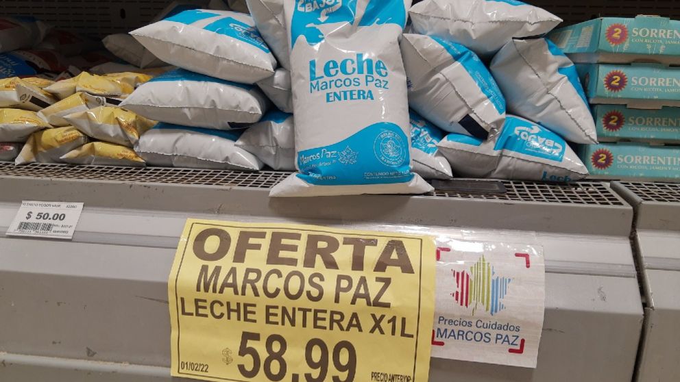 Leche a 59 pesos el litro
