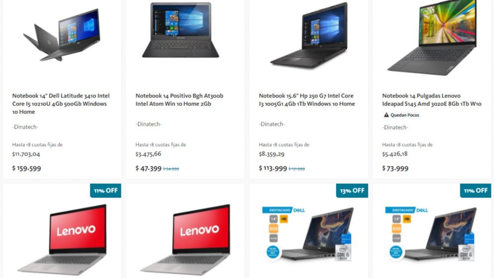 Alguno de los modelos que se pueden encontrar son: HP, Lenovo, Acer, BGH, Banghó, PC BOX, Dell, EXO, Noblex, Daewo y Westinghouse