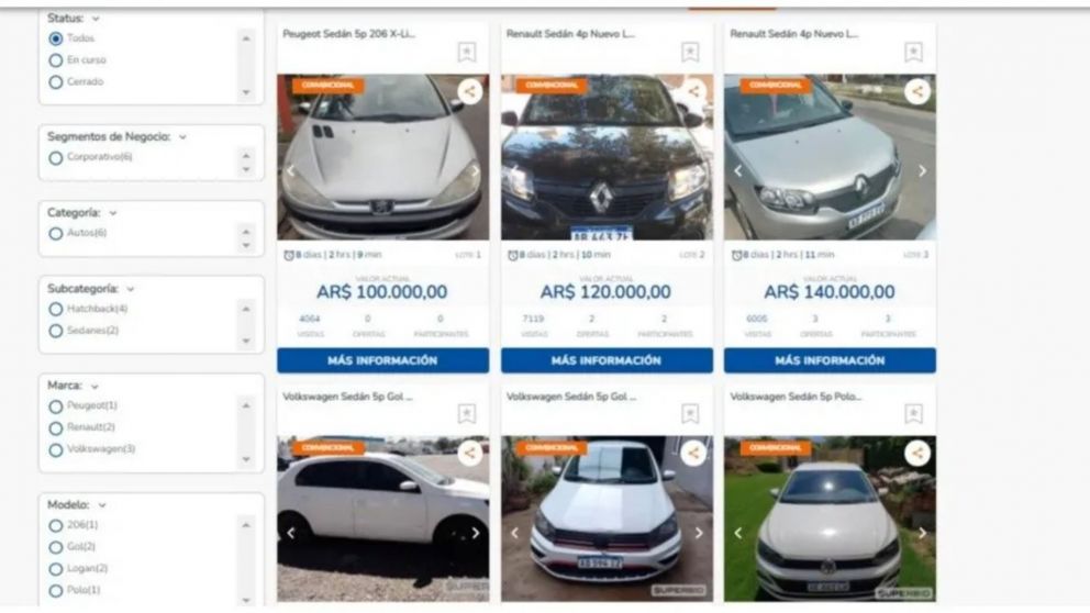 Subasta de autos Banco Francés a 100mil pesos