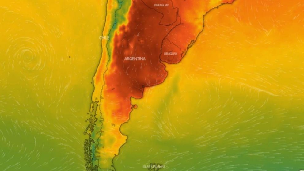 La próxima semana, Argentina será el sitio más caluroso del planeta durante algunas horas, según el sitio Windy