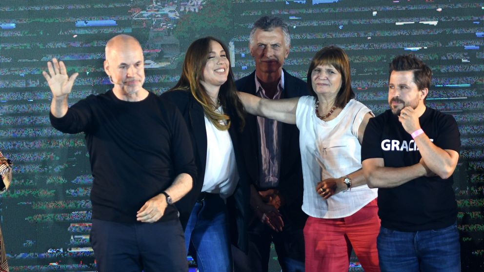 Los principales dirigentes de Juntos por el Cambio celebraron el triunfo en su b�nker de Costa Salguero