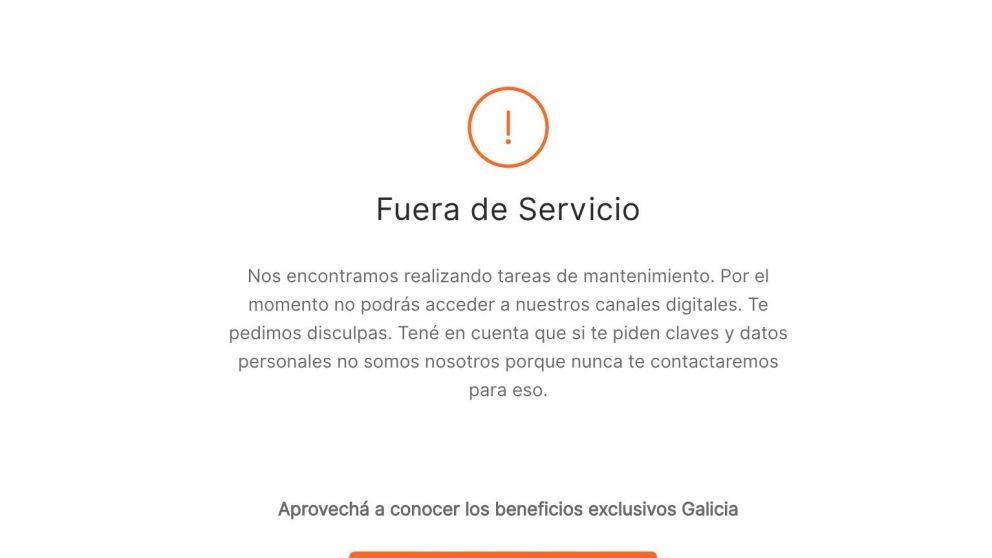 Problemas en el Banco Galicia hoy