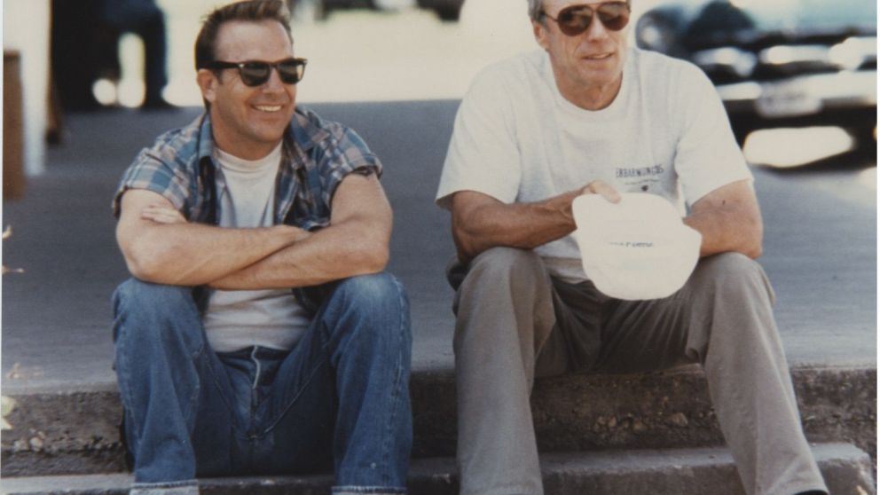 Kevin Costner y Clint Eastwood en el rodaje de Un mundo perfecto