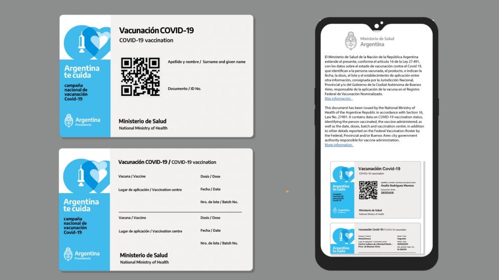 As� es el certificado de vacunaci�n que puede verse en la app Mi Argentina