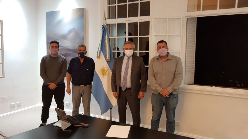 Semanas atrás, Onorato, Juan Carlos Alderete y Daniel Menéndez junto al Presidente en Olivos