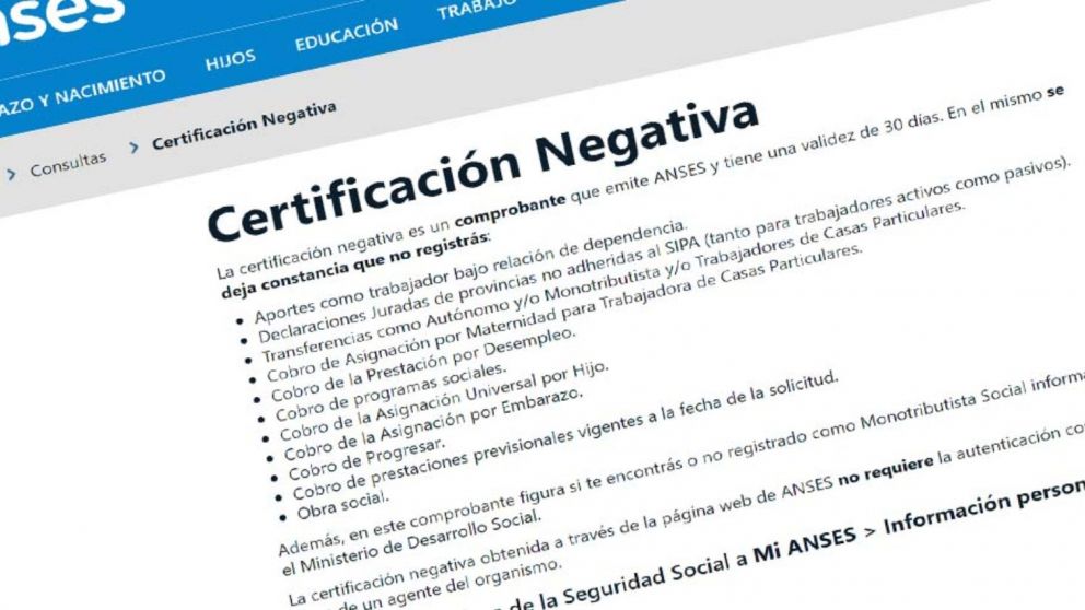 Cómo sacar la certificación negativa de Anses