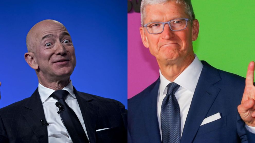 Jeff Bezos y tim Cook, dos de los empresarios más famosos del mundo