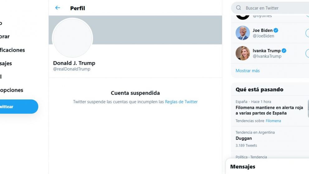 Twitter volvi� a bloquear la cuenta del Presidente de Estados Unidos Donald Trump