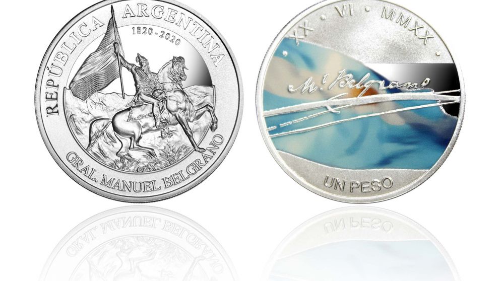 La moneda que conmemora los 200 años de la muerte de Belgrano