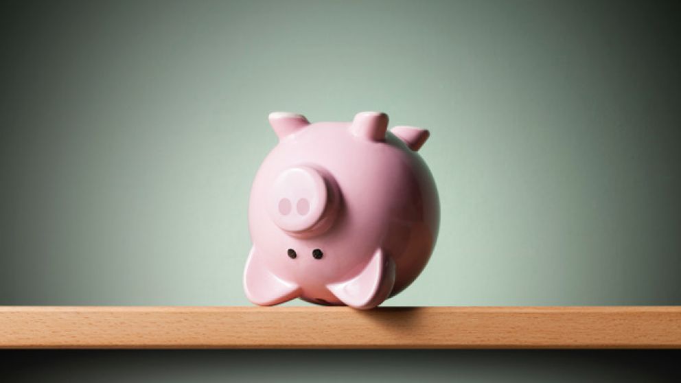 Piggy bank upside down on the shelf.-Not Released (NR)